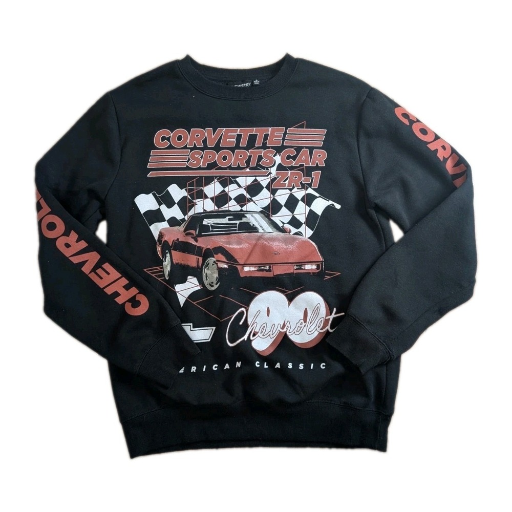 Chevrolet Corvette ZR-1 Graphic Sweatshirt Men's Small Black Crewneck Racing...